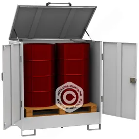 депо для 2-х бочек, оцинкованный решетчатый настил, сточный поддон