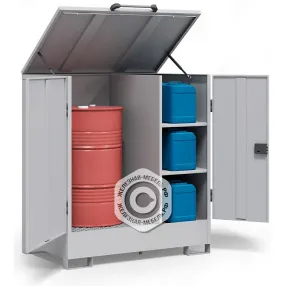 шкаф комбинированный для бочки и канистр шбп-01, оцинкованный настил, сточный поддон