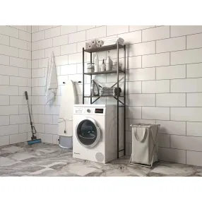 стеллаж для ванной комнаты gutta 1800х690х250 (3 полки) каркас чёрный, настил патина